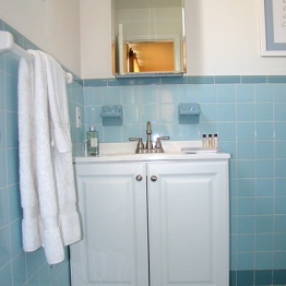 Large, bright bathroom attached to the master bedroom.